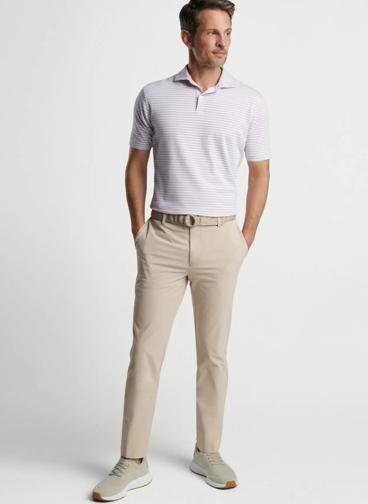 Peter Millar Albatross Stripe Cotton Blend Pique Polo