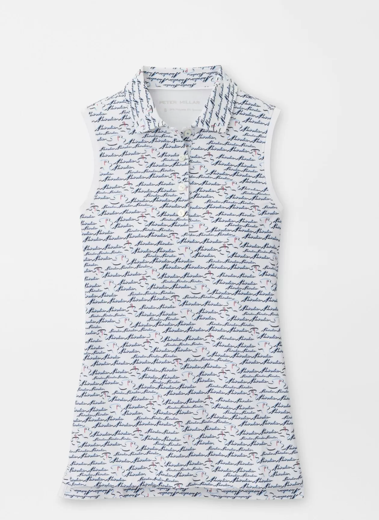 Peter Millar Banded Sport Mesh Birdie Print Sleeveless Button Polo