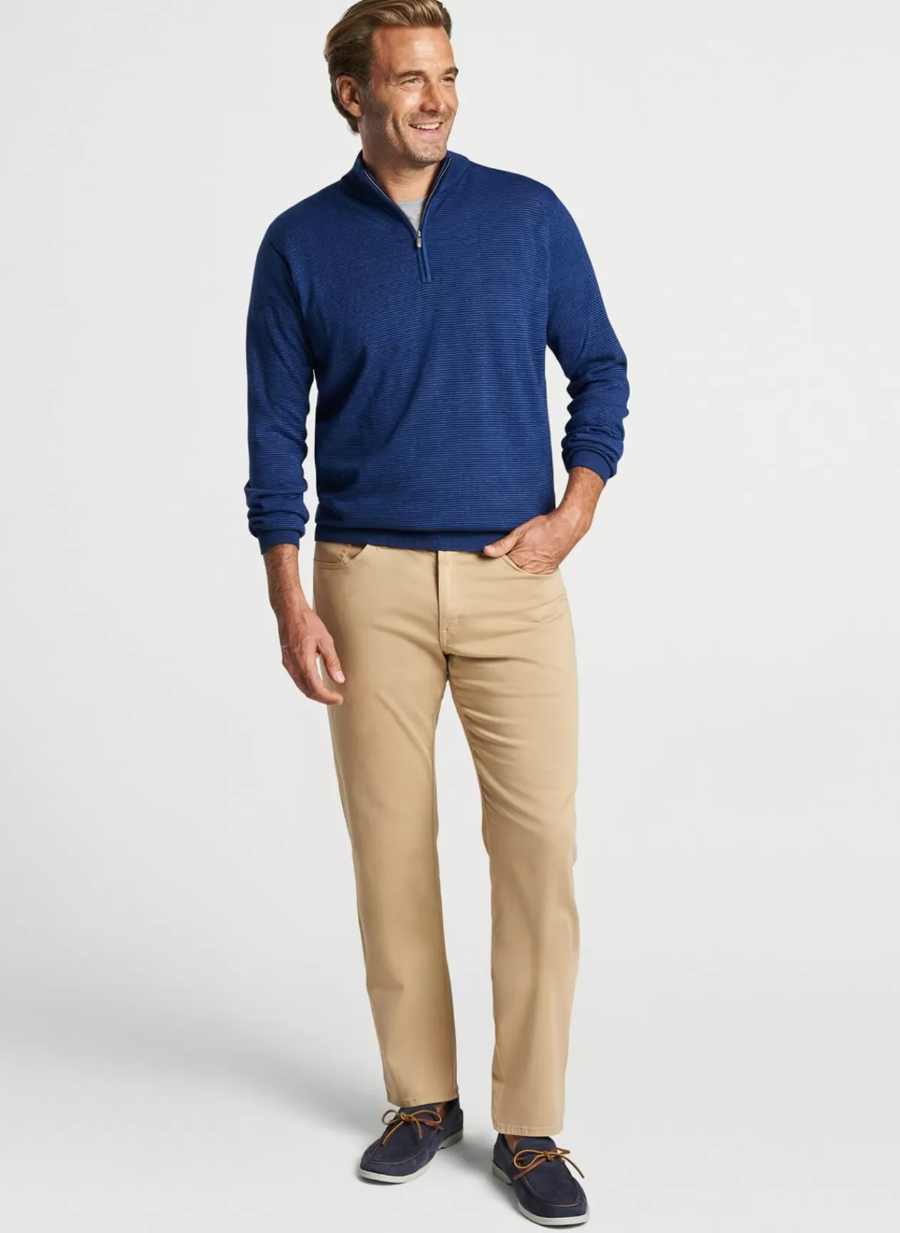 Peter Millar Canton Stripe Quarter-Zip Sweater