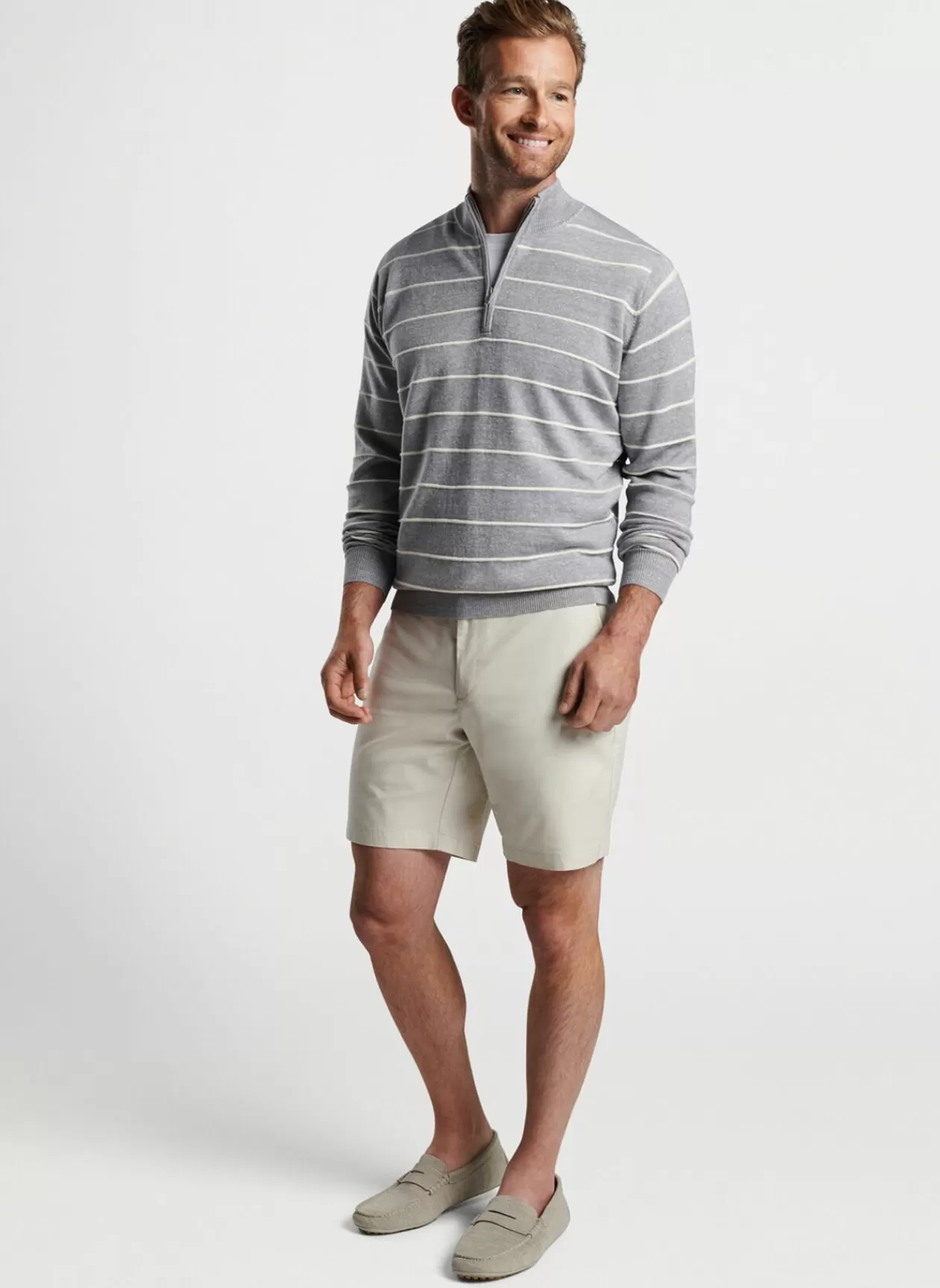 Peter Millar Eastham Striped Quarter-Zip Sweater