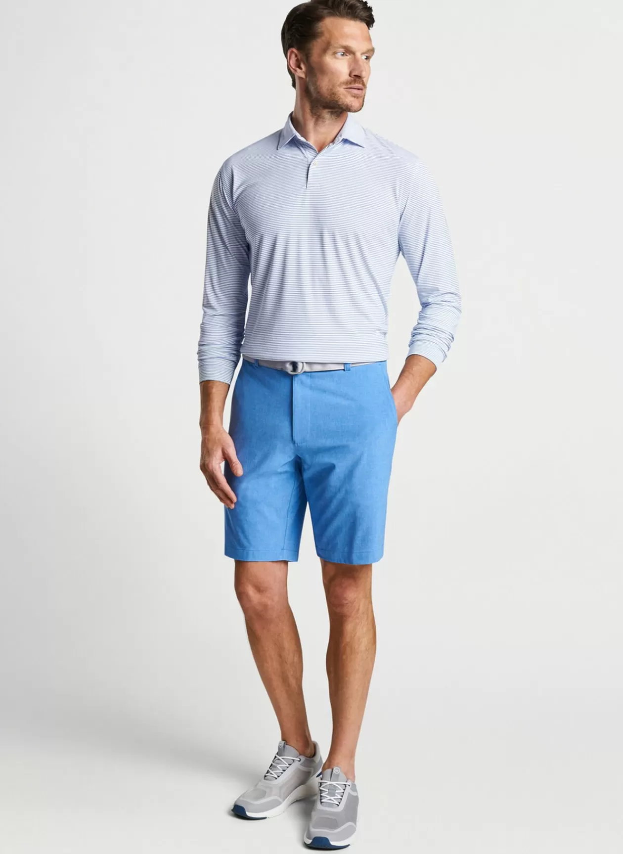 Peter Millar Featherweight Performance Long Sleeve Stripe Polo