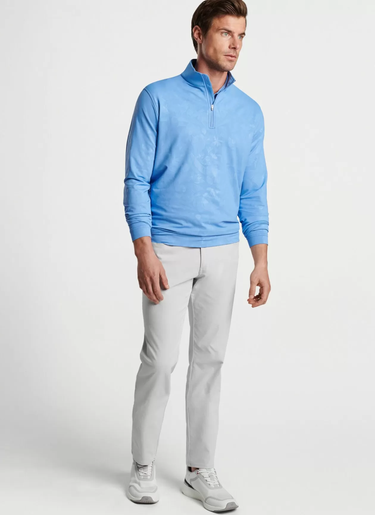 Peter Millar Perth Shadow Stripe Floral Performance Quarter-Zip