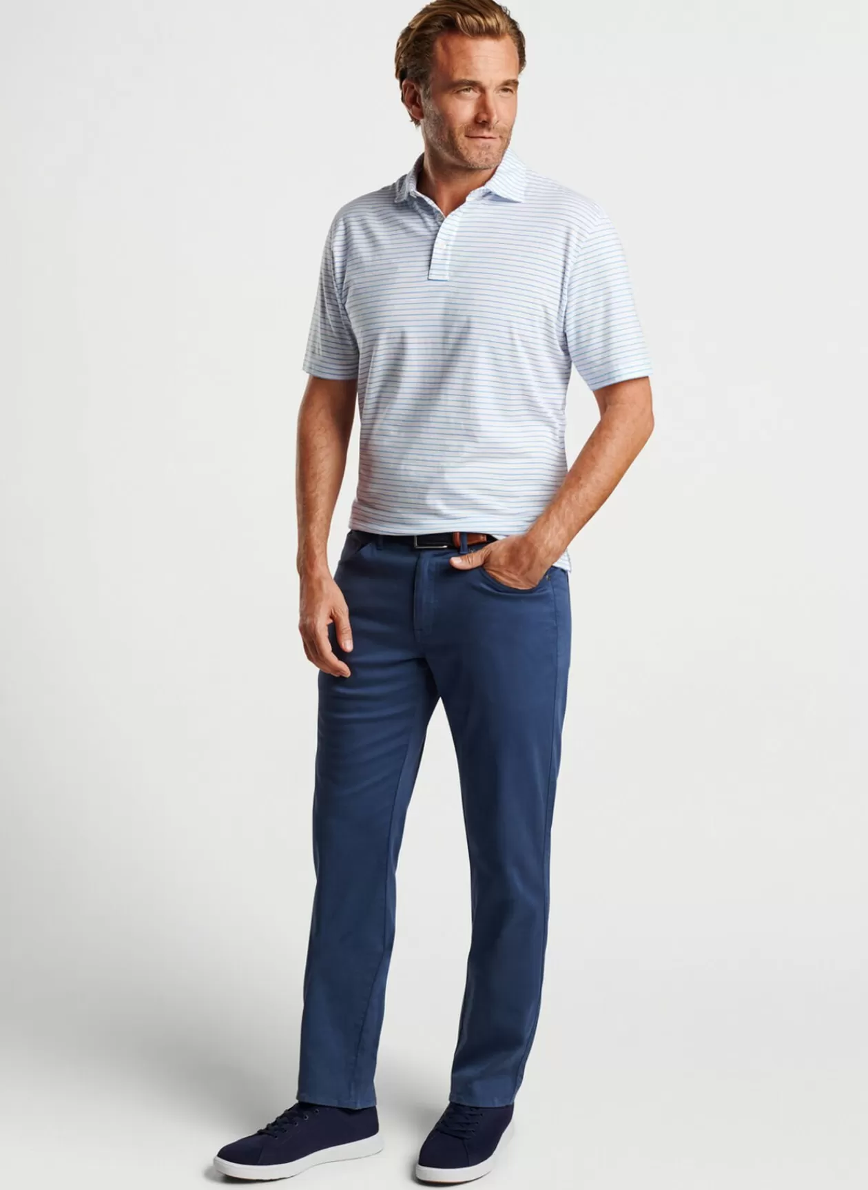 Peter Millar Pilot Mill Cedar Stripe Short-Sleeve Polo