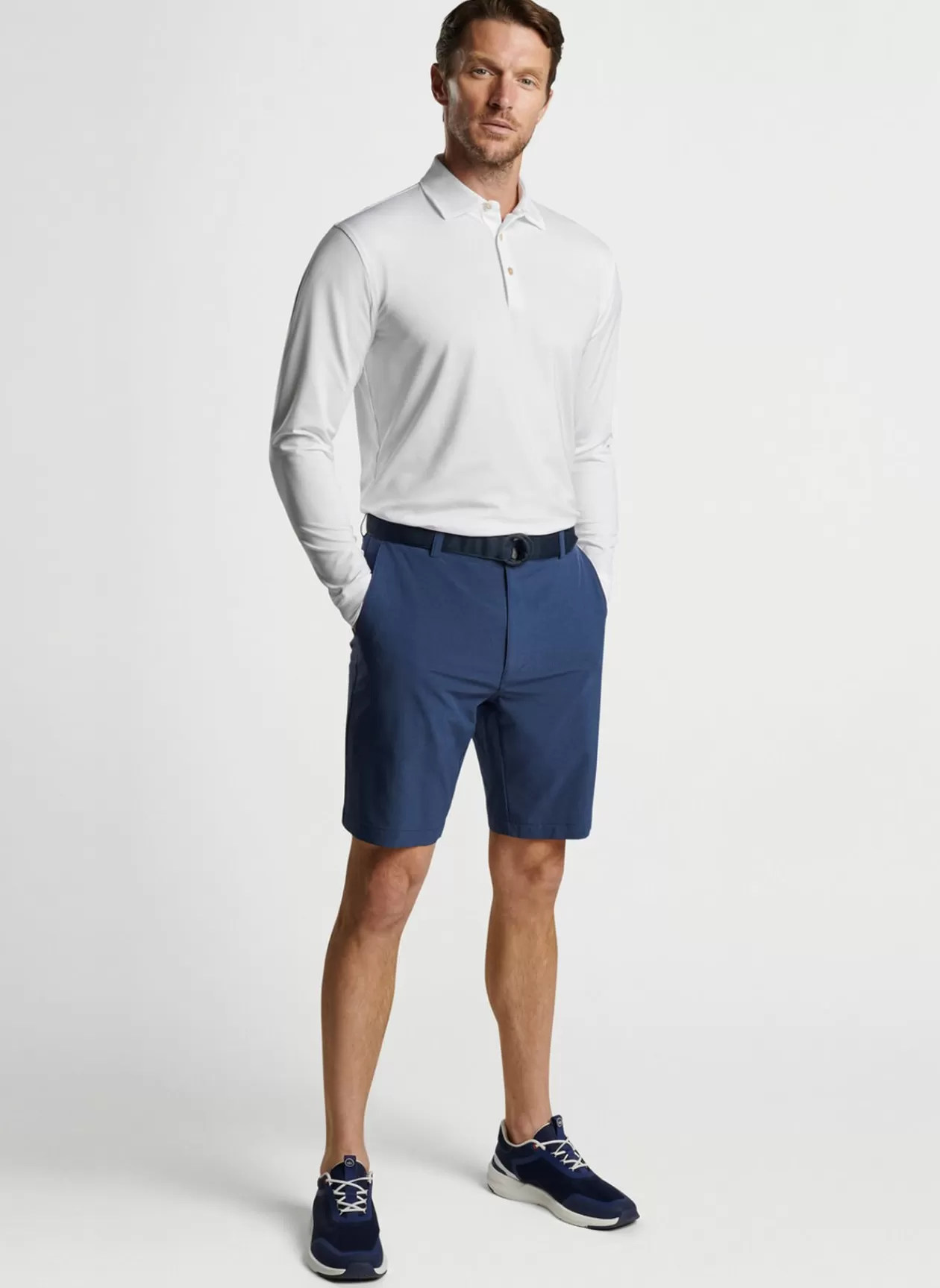 Peter Millar Solid Stretch Jersey Long Sleeve Polo