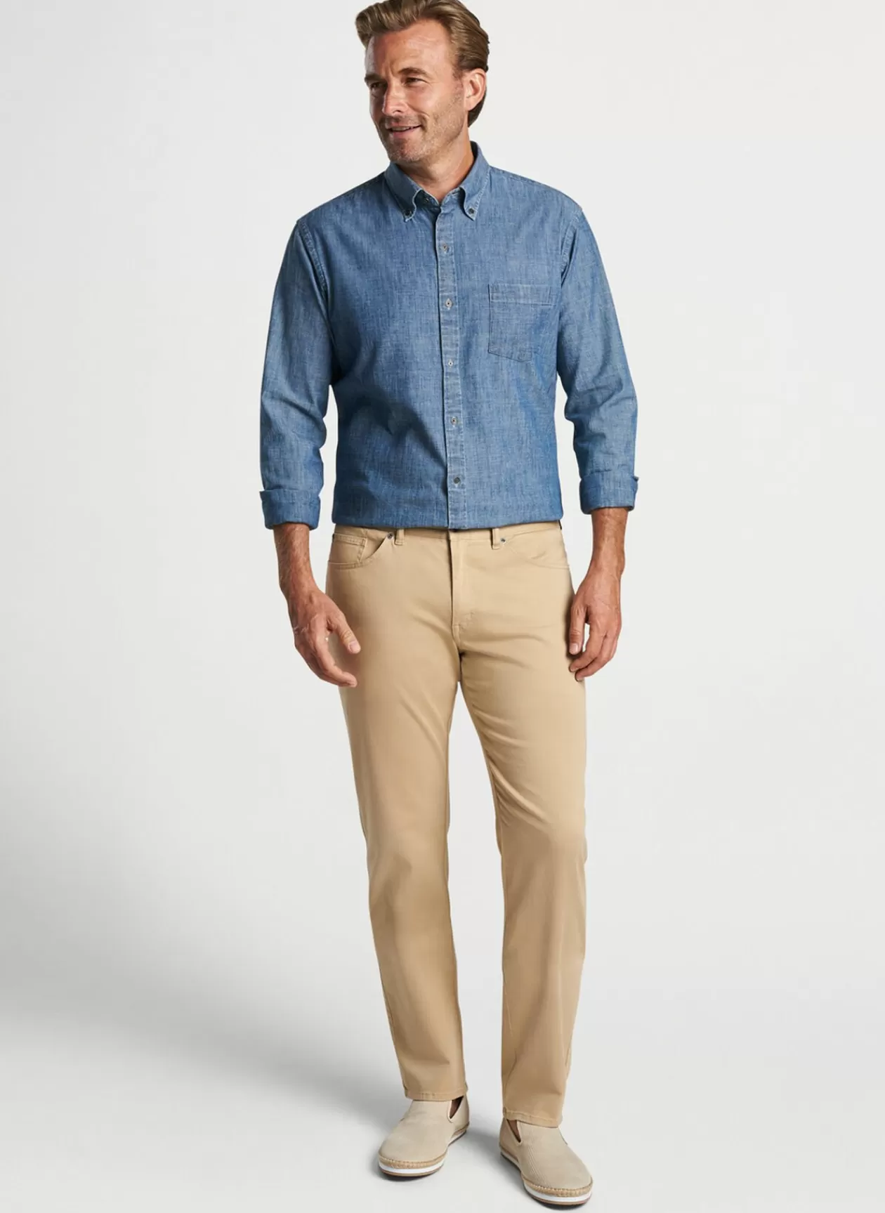 Peter Millar Tamworth Chambray Cotton-Stretch Sport Shirt