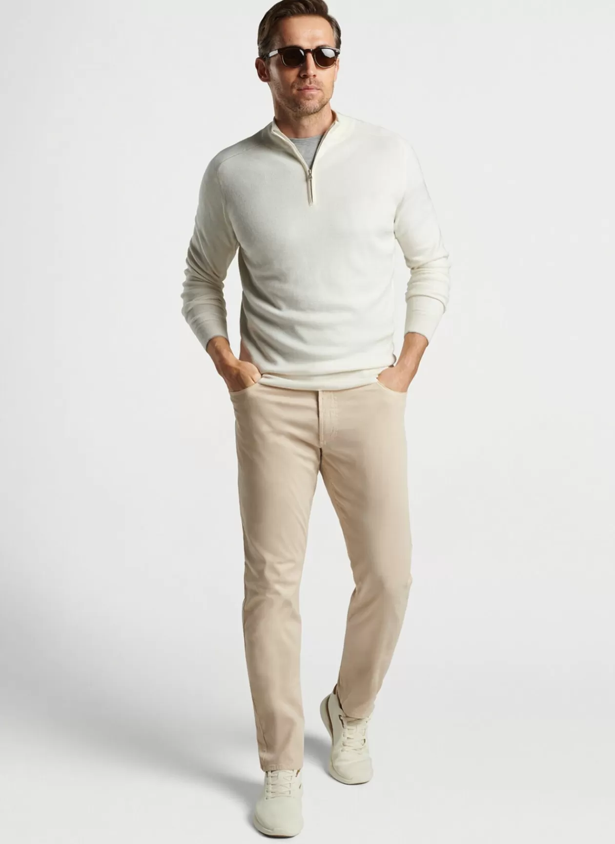 Peter Millar Voyager Cashmere-Silk Saddle Shoulder Quarter-Zip